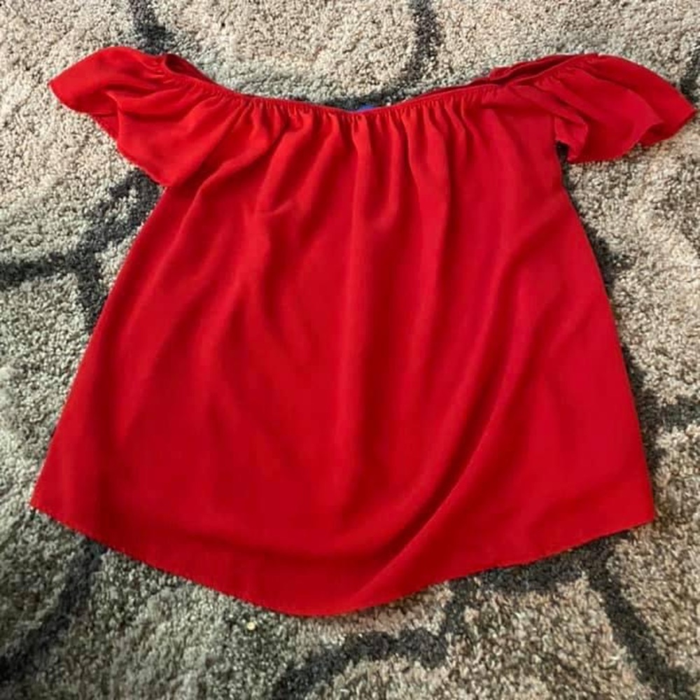 Impressions Red off the shoulder top